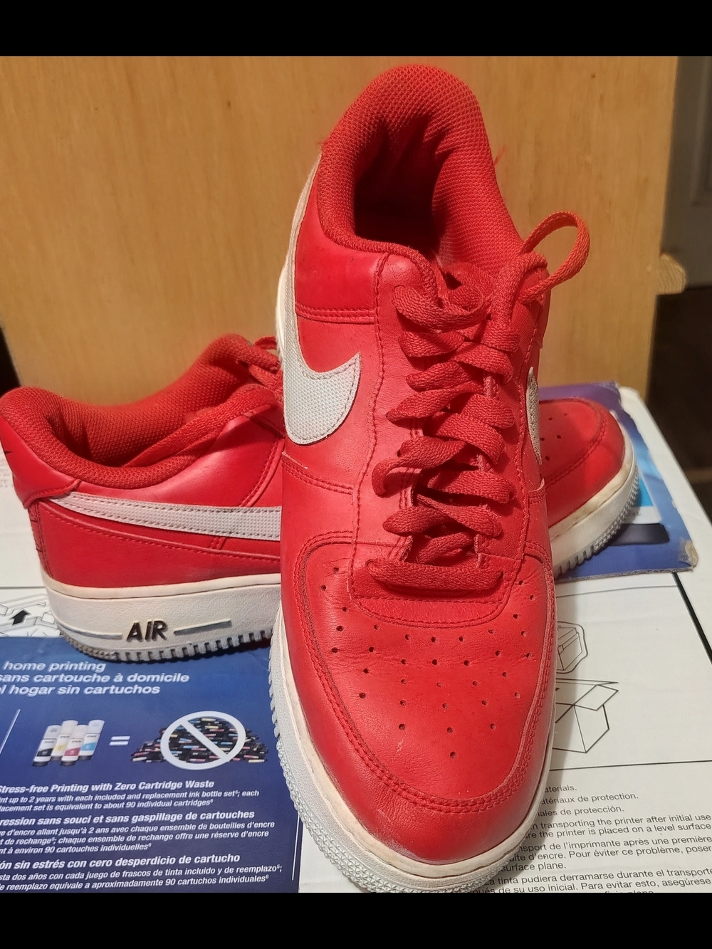 Nike Air Low-Top Sneakers in Red with White Swoosh